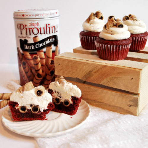Red Velvet Pirouline Filled Cupcakes