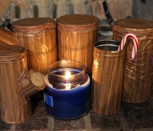 Restyled Pirouline Yule Log Tins