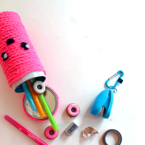 DIY Crocheted School Supply Tin