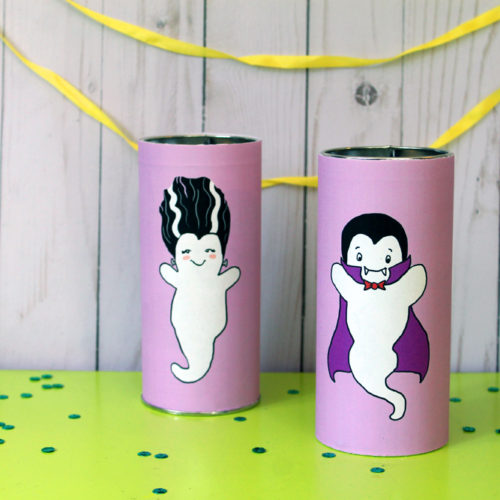 Printable Ghost Tins made with Pirouline Tins
