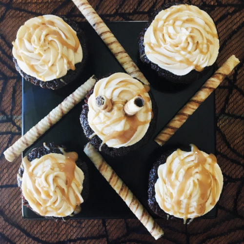 Chocolate Cupcakes with Salted Caramel Buttercream and Caramel Drizzle